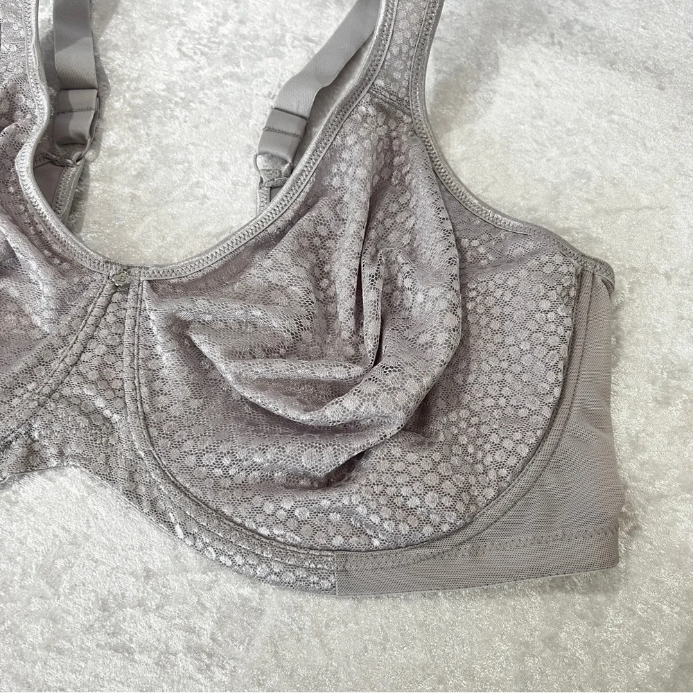 Breezies Underwire Diamond Shimmer Unlined Support Bra Plus Size 48DDD Gray Grey - Picture 6 of 9